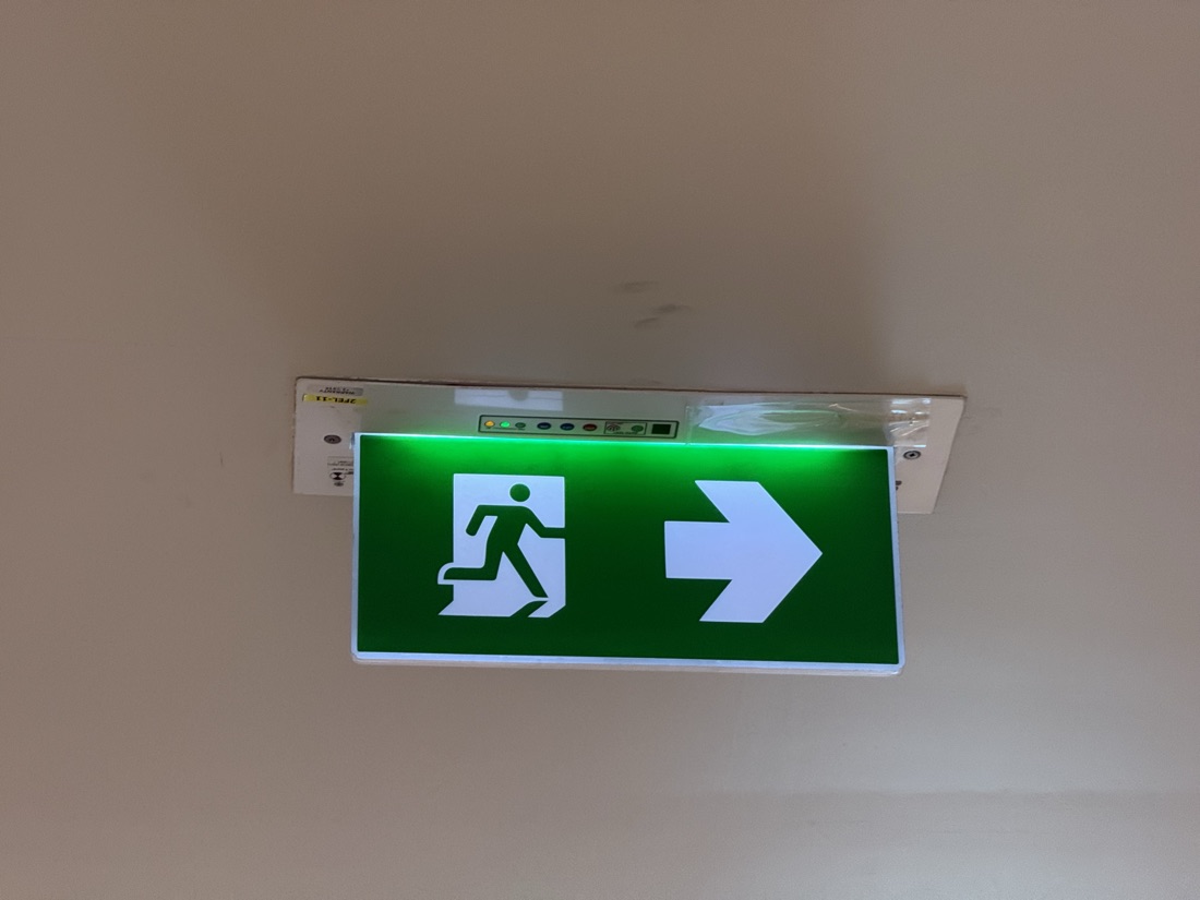 Fire exit sign, MedPark, Bangkok — made to order by Mommy Signage