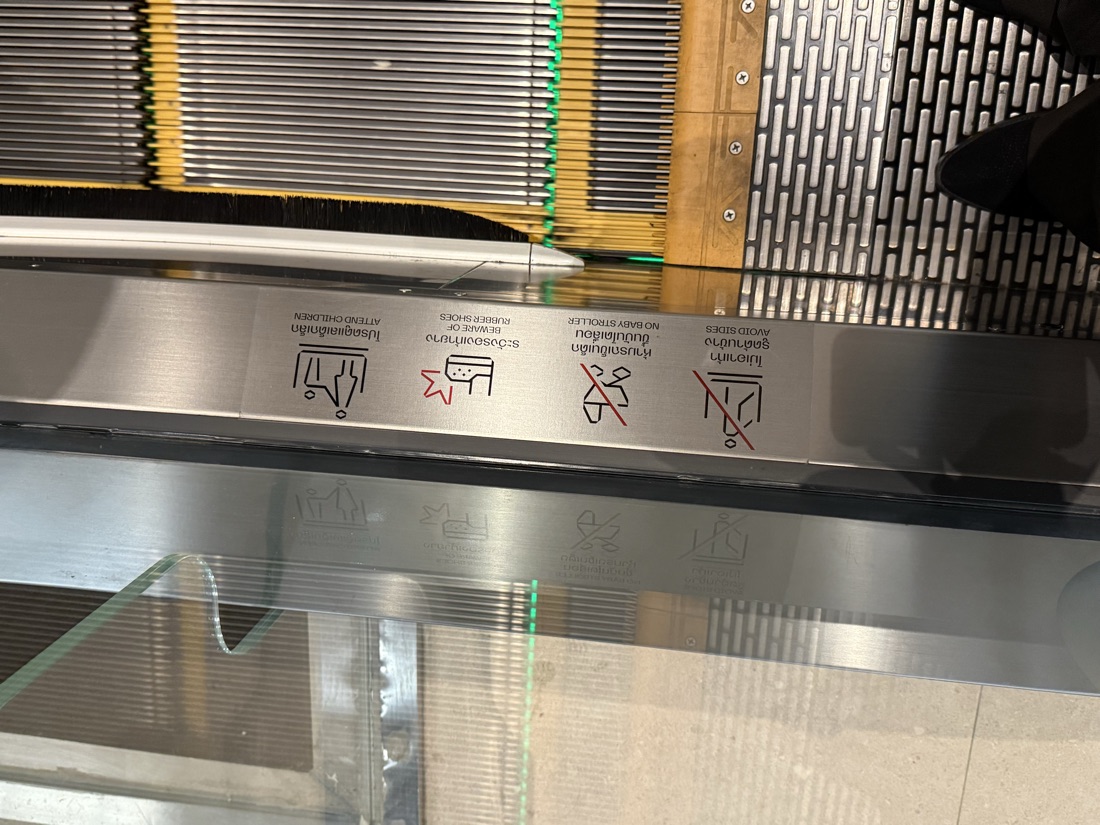 Escalator safety decals, Central Park, Bangkok — made to order by Mommy Signage