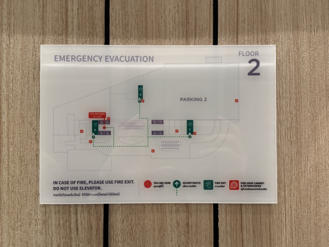 Evacuation floor plan, MedPark, Bangkok — made to order by Mommy Signage