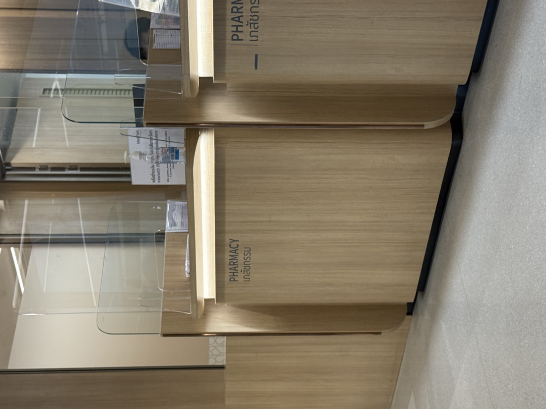 Pharmacy counter lettering, MedPark, Bangkok — made to order by Mommy Signage