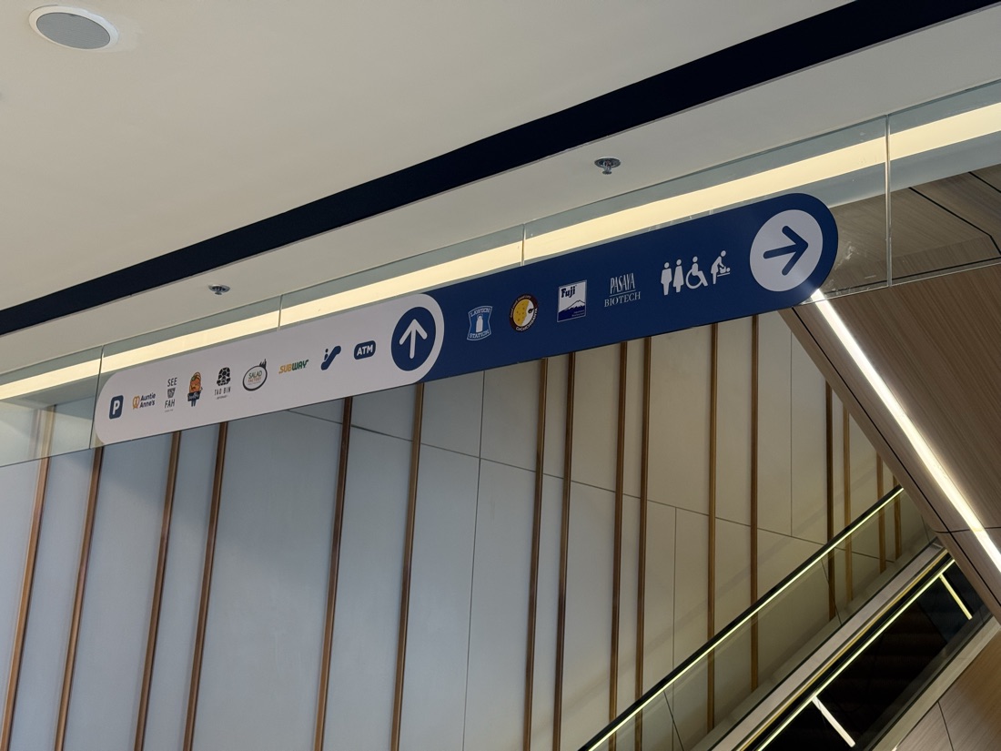 Overhead shops directional, MedPark, Bangkok — made to order by Mommy Signage